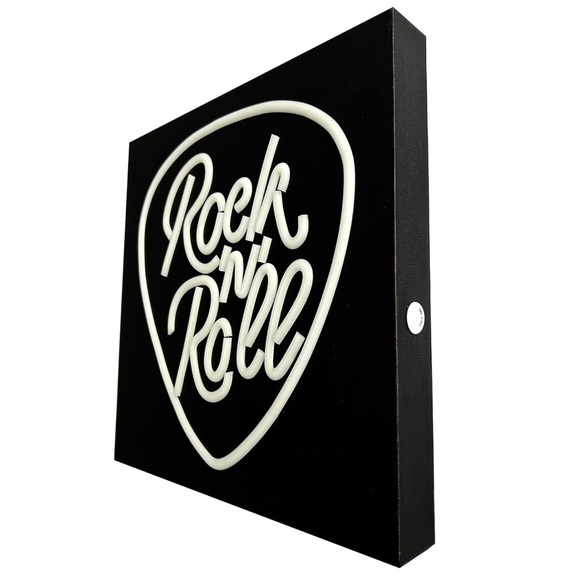LED Rock 'n' Roll Wall Decor USB plug-in • MDF, canvas, LED components - Picture 2 of 4